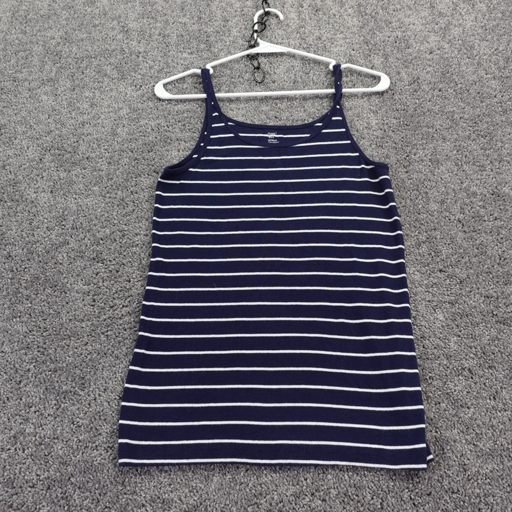 Gap Cami Tank Top Womens Large Blue White Striped Stretch Sleeveless Ribbed Knit